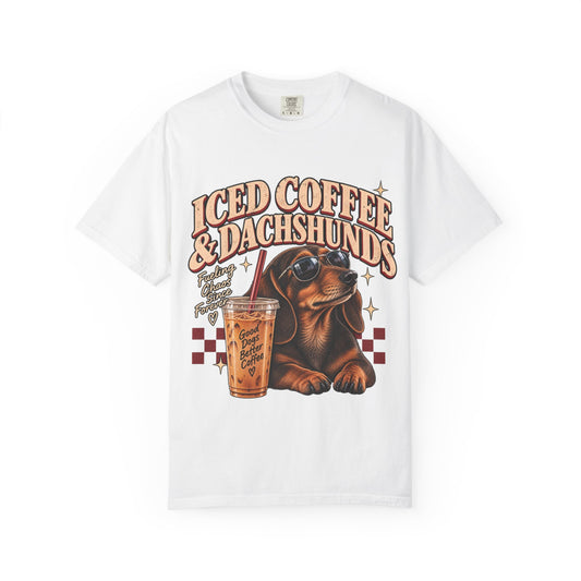 Iced Coffee & Dachshunds – Vintage Retro Graphic Tee