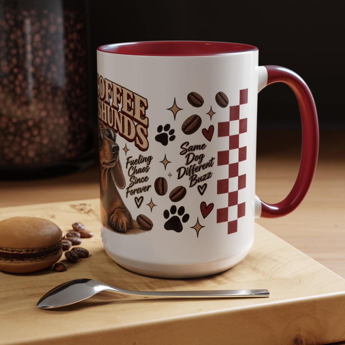 Iced Coffee & Dachshund Ceramic Mug - Full Wrap ๐พโ๏ธ