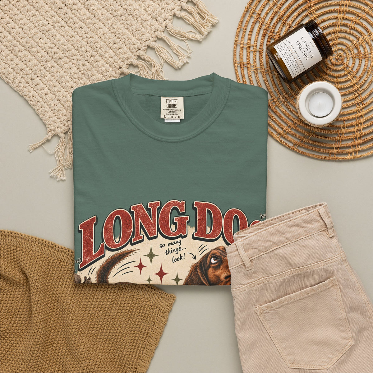 Long Dog, Short Attention Span Dachshund – Vintage Washed Graphic Tee