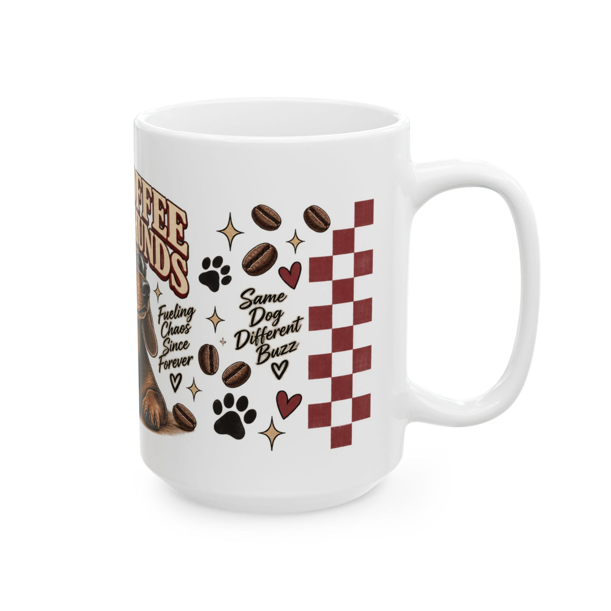 Iced Coffee & Dachshund Ceramic Mug - Full Wrap 🐾☕️