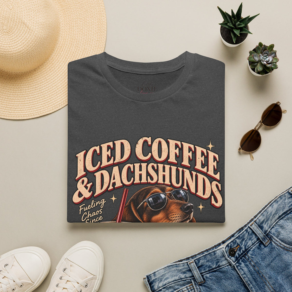 Iced Coffee & Dachshunds – Vintage Retro Graphic Tee
