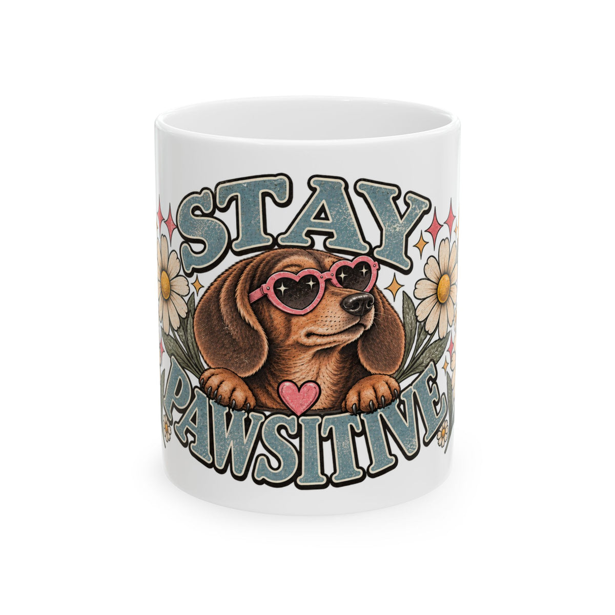 Stay Pawsitive Ceramic Mug - Full Wrap 🐾☕️
