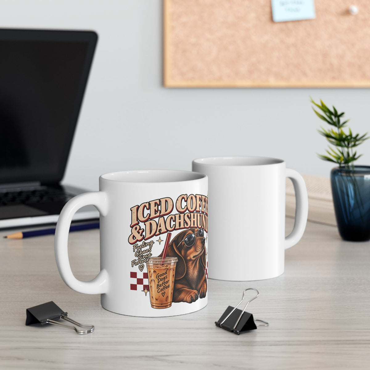Iced Coffee & Dachshund Ceramic Mug - Classic 🐾☕️