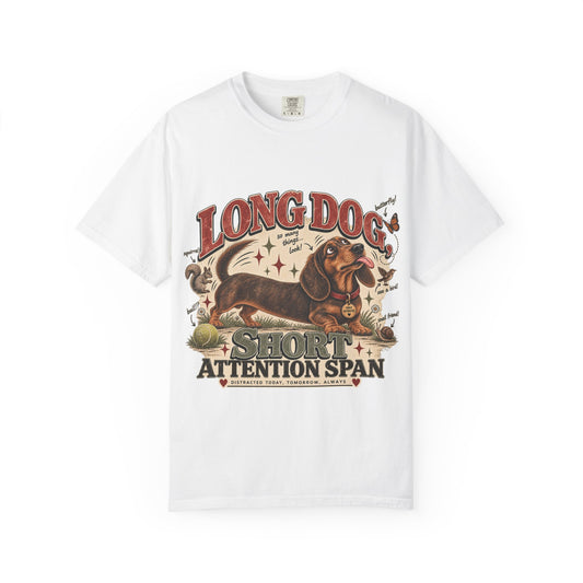 Long Dog, Short Attention Span Dachshund – Vintage Washed Graphic Tee