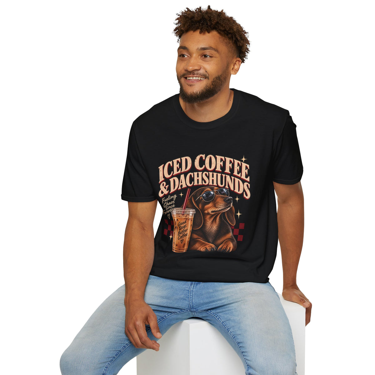 Iced Coffee & Dachshunds – Vintage Retro Graphic Tee