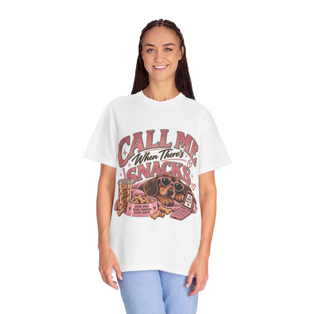 Call Me When There’s Snacks – Funny Dachshund Vintage Graphic Tee