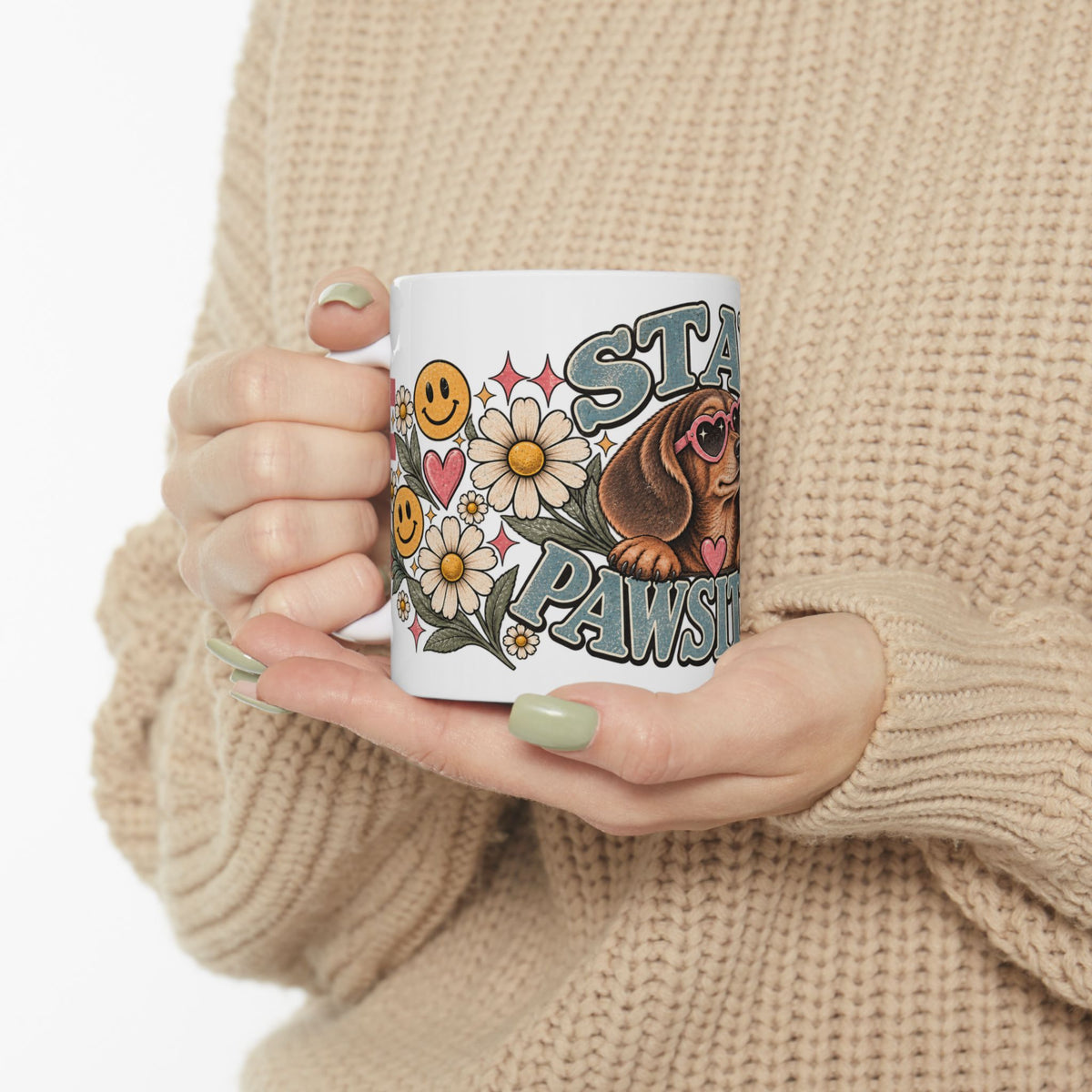 Stay Pawsitive Ceramic Mug - Full Wrap 🐾☕️