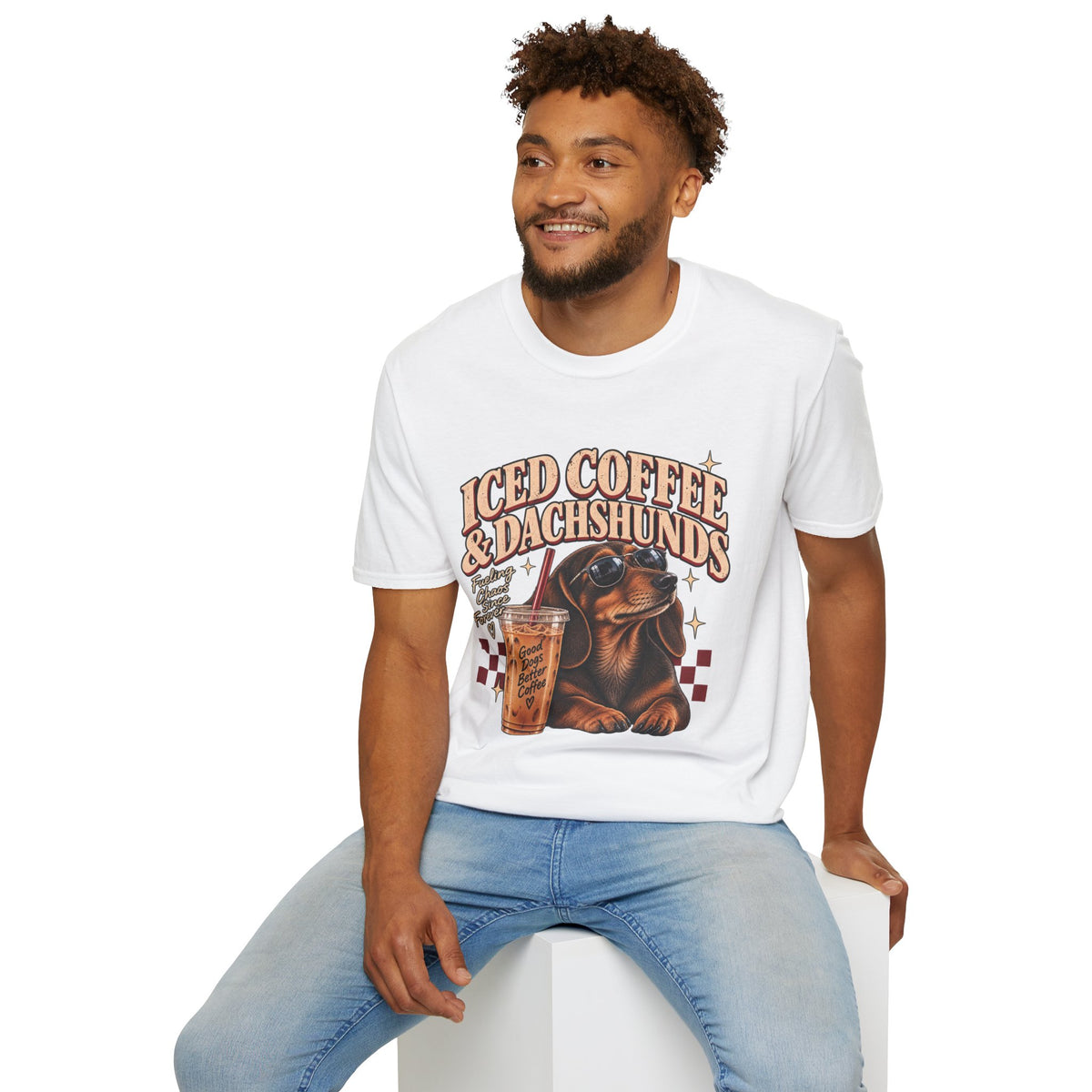 Iced Coffee & Dachshunds – Vintage Retro Graphic Tee