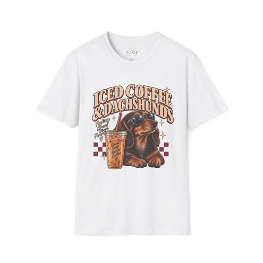 Iced Coffee & Dachshunds – Vintage Retro Graphic Tee