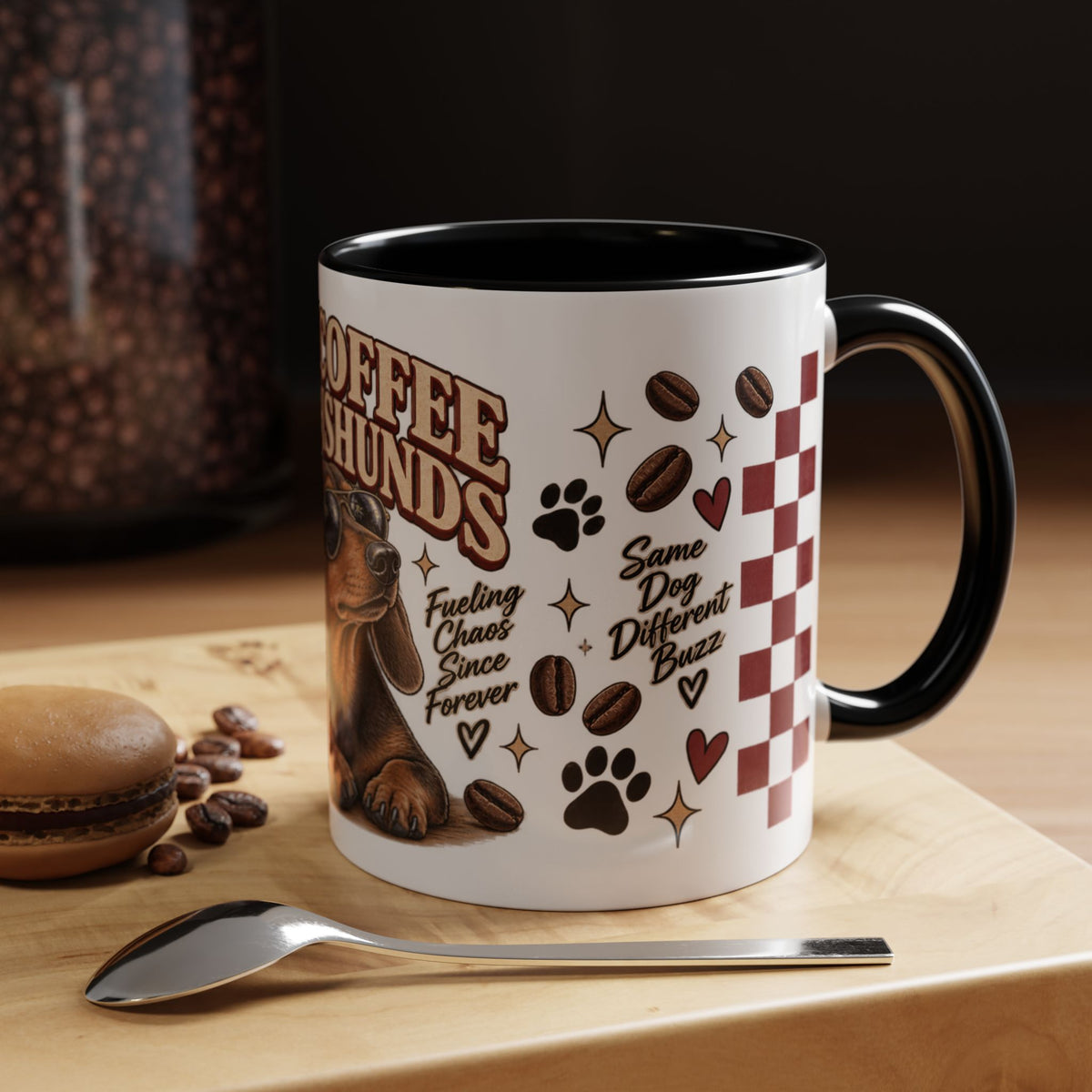 Iced Coffee & Dachshund Ceramic Mug - Full Wrap 🐾☕️