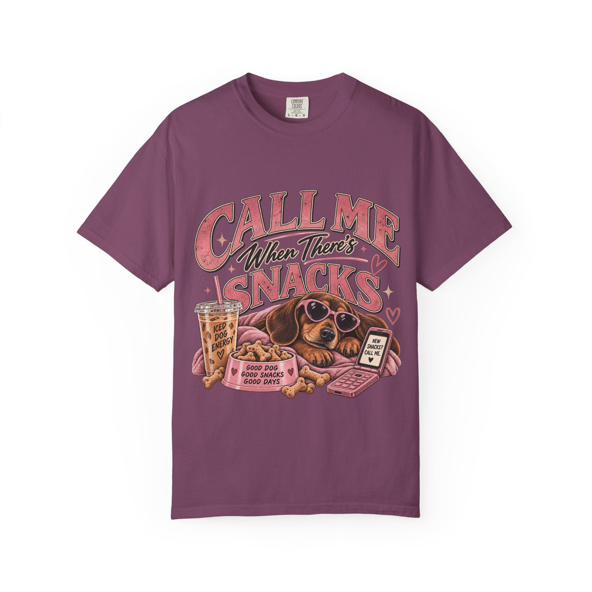 Call Me When There’s Snacks – Funny Dachshund Vintage Graphic Tee