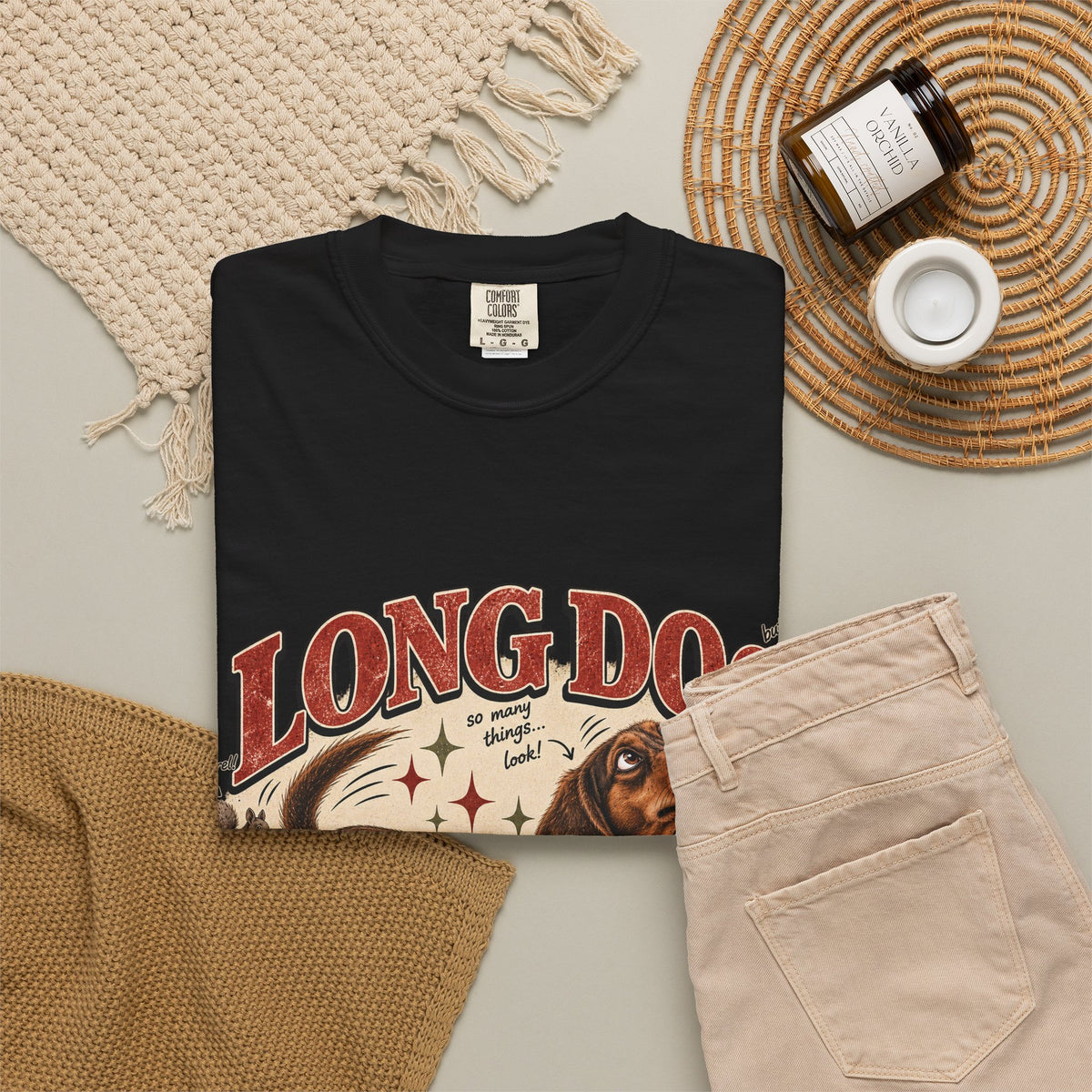 Long Dog, Short Attention Span Dachshund – Vintage Washed Graphic Tee