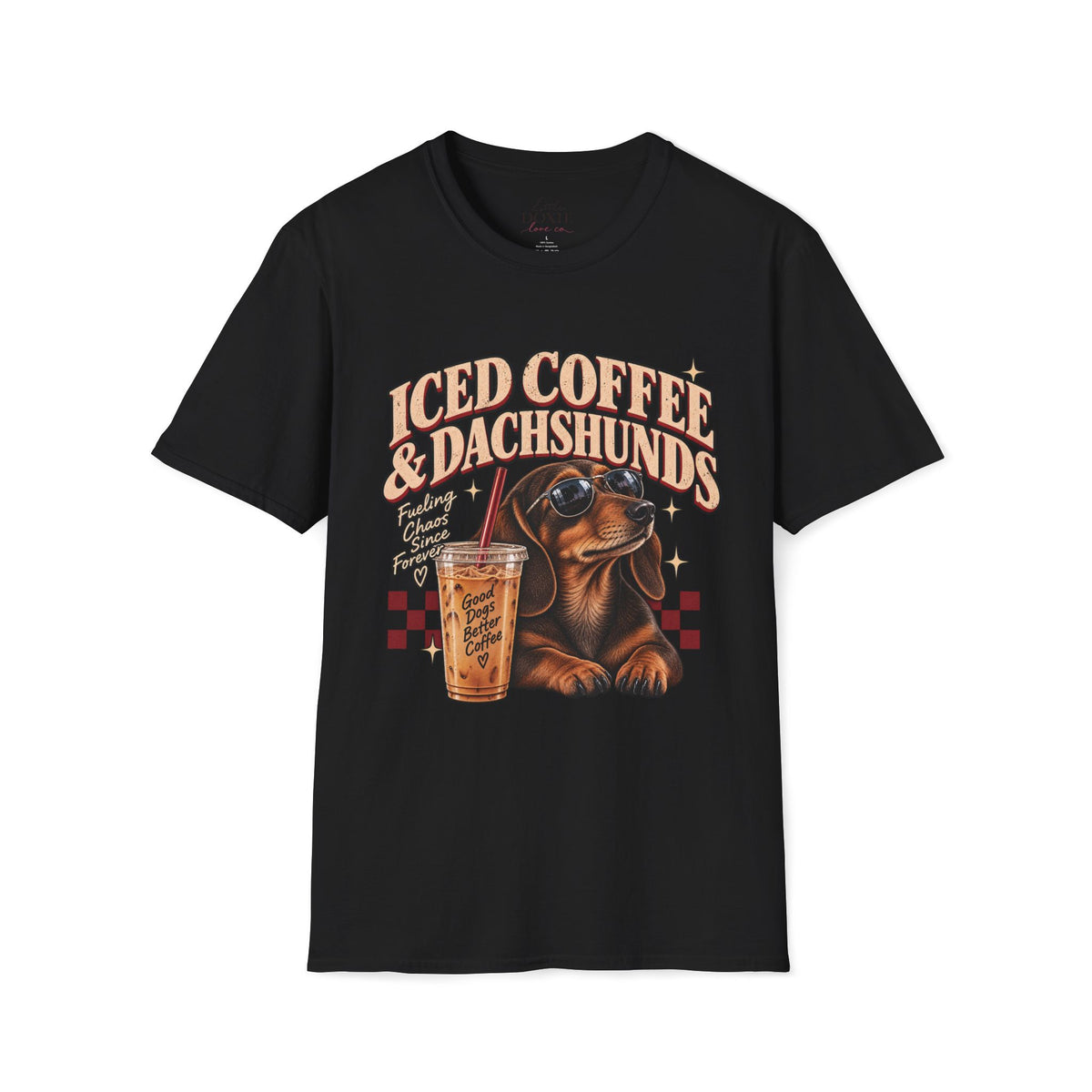 Iced Coffee & Dachshunds – Vintage Retro Graphic Tee