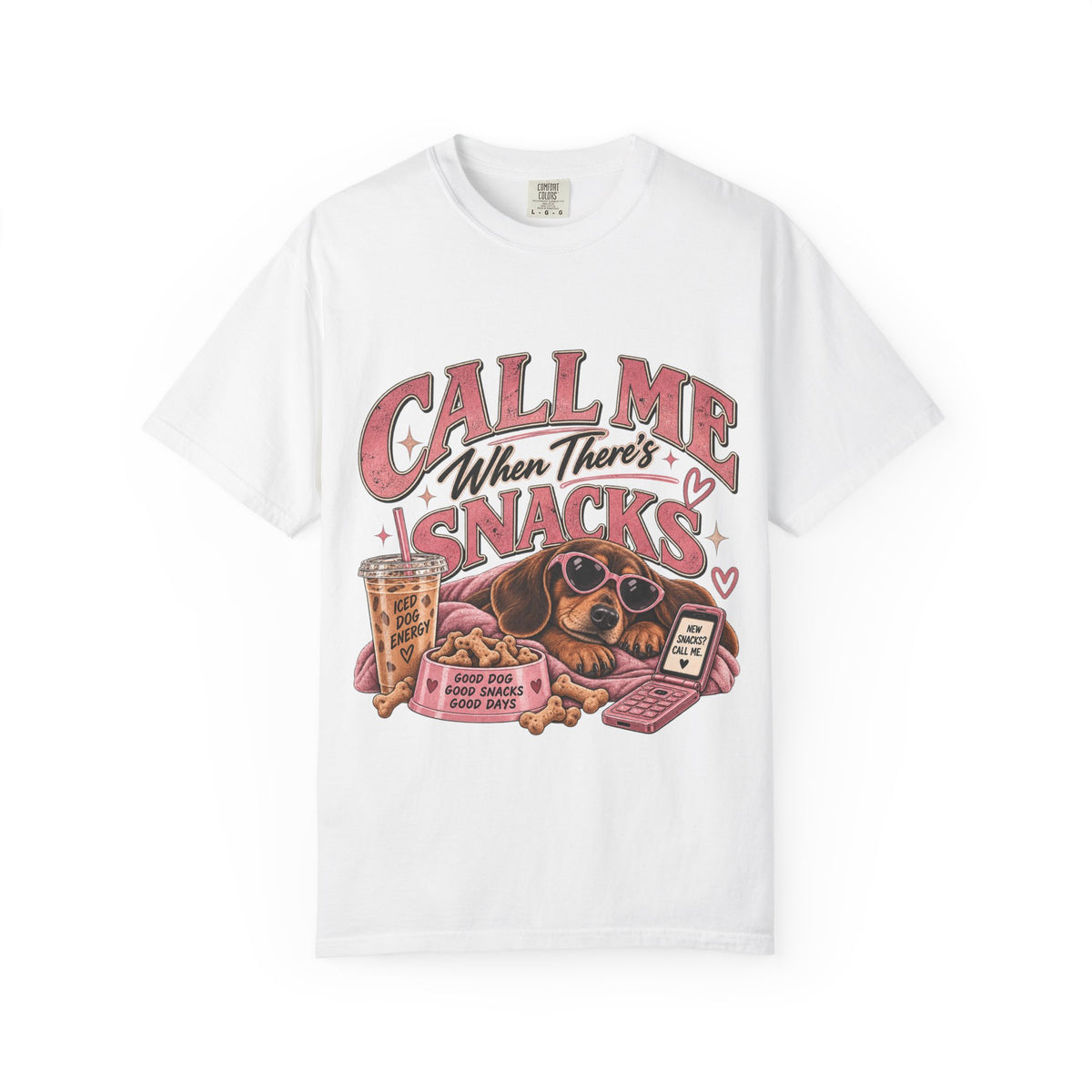 Call Me When There’s Snacks – Funny Dachshund Vintage Graphic Tee