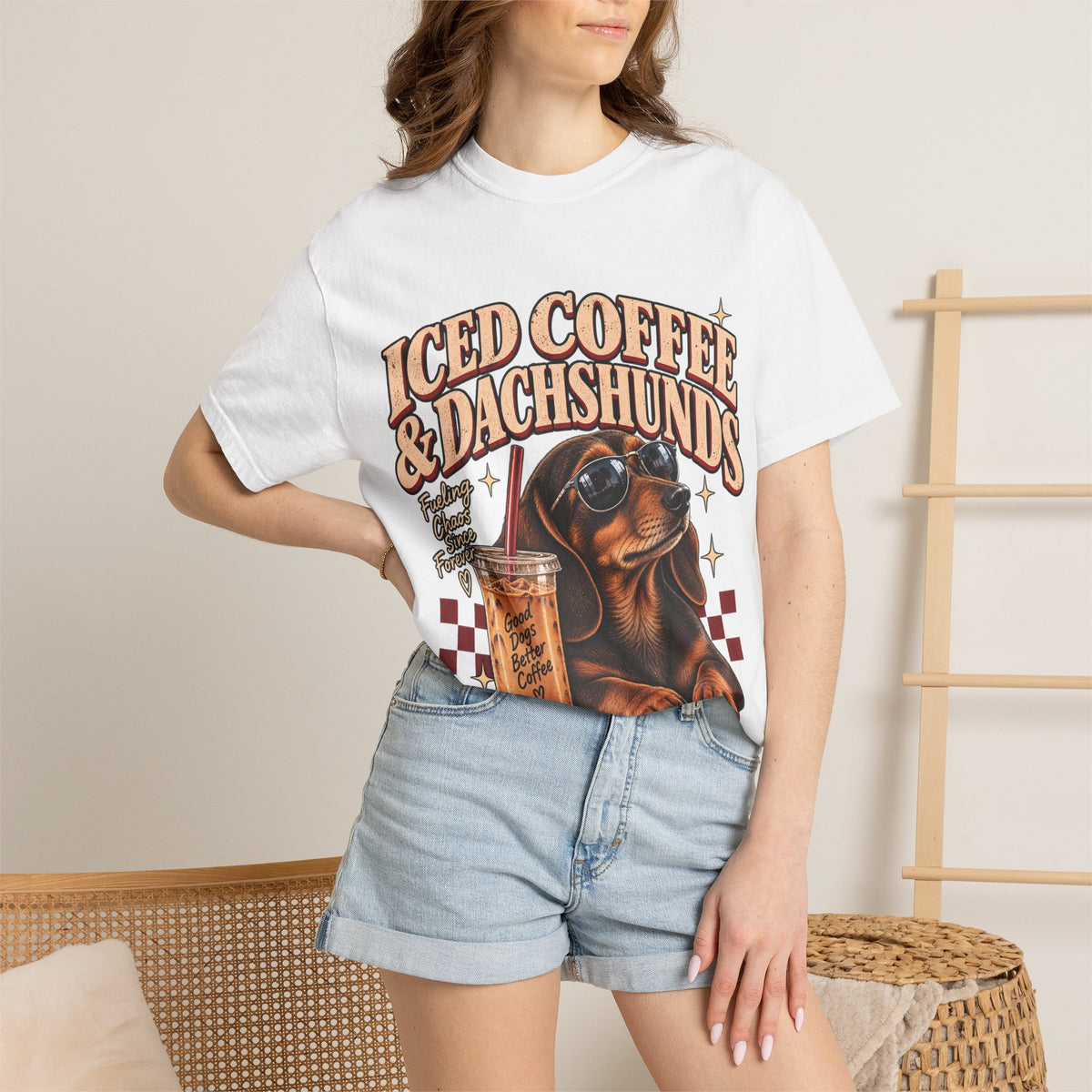 Iced Coffee & Dachshunds – Vintage Retro Graphic Tee