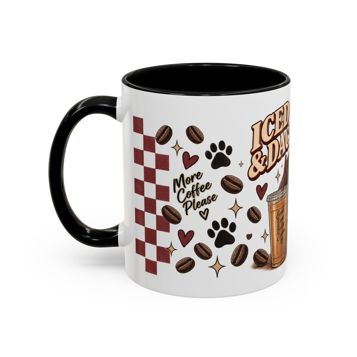 Iced Coffee & Dachshund Ceramic Mug - Full Wrap 🐾☕️