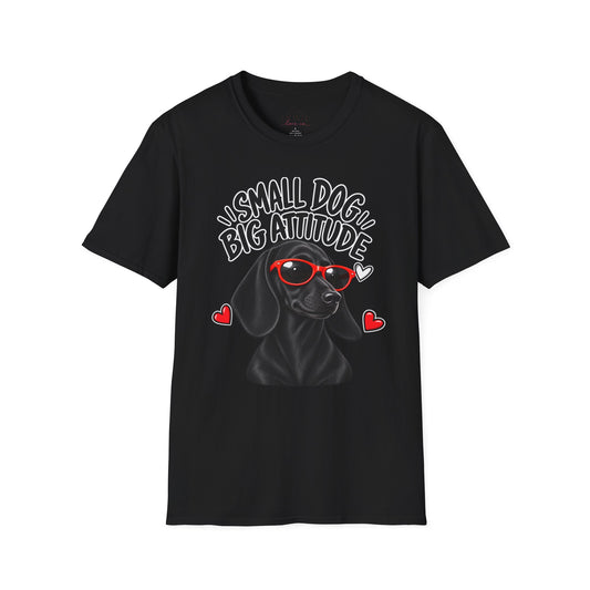 Dachshund Big Attitude T-Shirt — Black