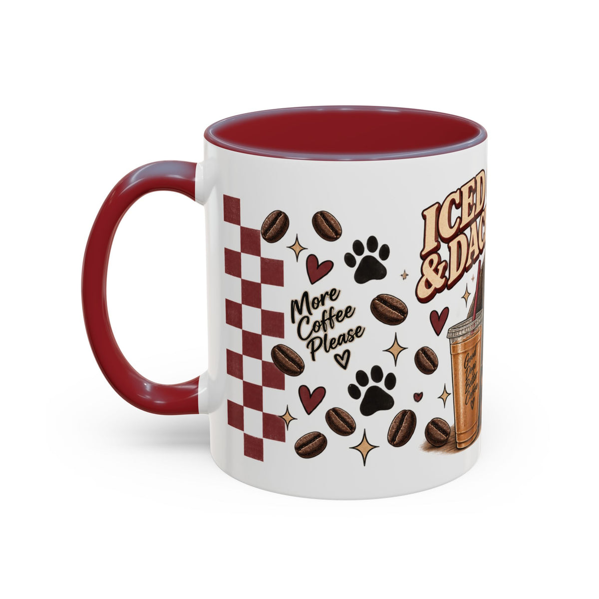 Iced Coffee & Dachshund Ceramic Mug - Full Wrap 🐾☕️