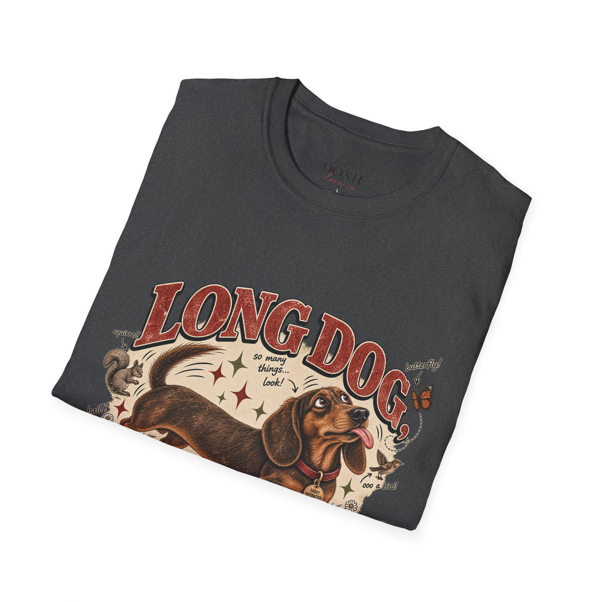 Long Dog, Short Attention Span Dachshund – Vintage Washed Graphic Tee