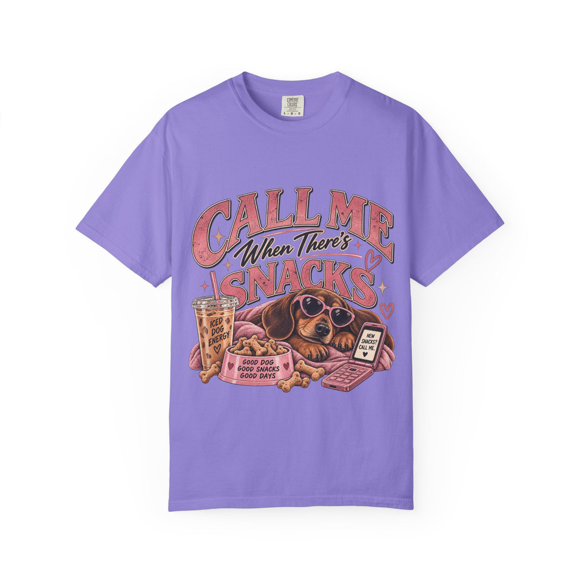 Call Me When There’s Snacks – Funny Dachshund Vintage Graphic Tee