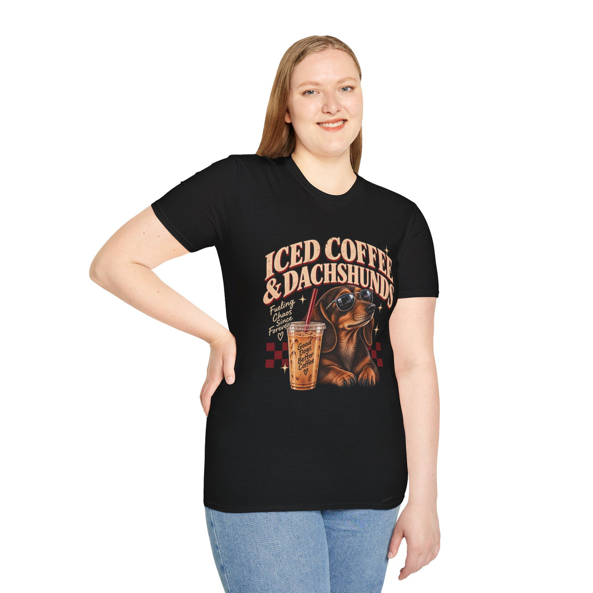Iced Coffee & Dachshunds – Vintage Retro Graphic Tee