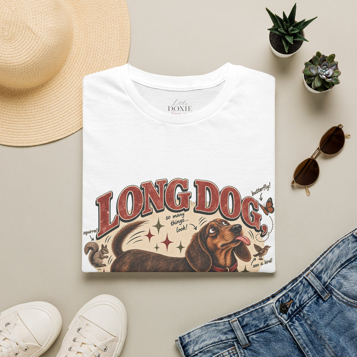 Long Dog, Short Attention Span Dachshund – Vintage Washed Graphic Tee