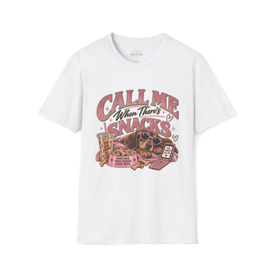 Call Me When There’s Snacks – Funny Dachshund Vintage Graphic Tee