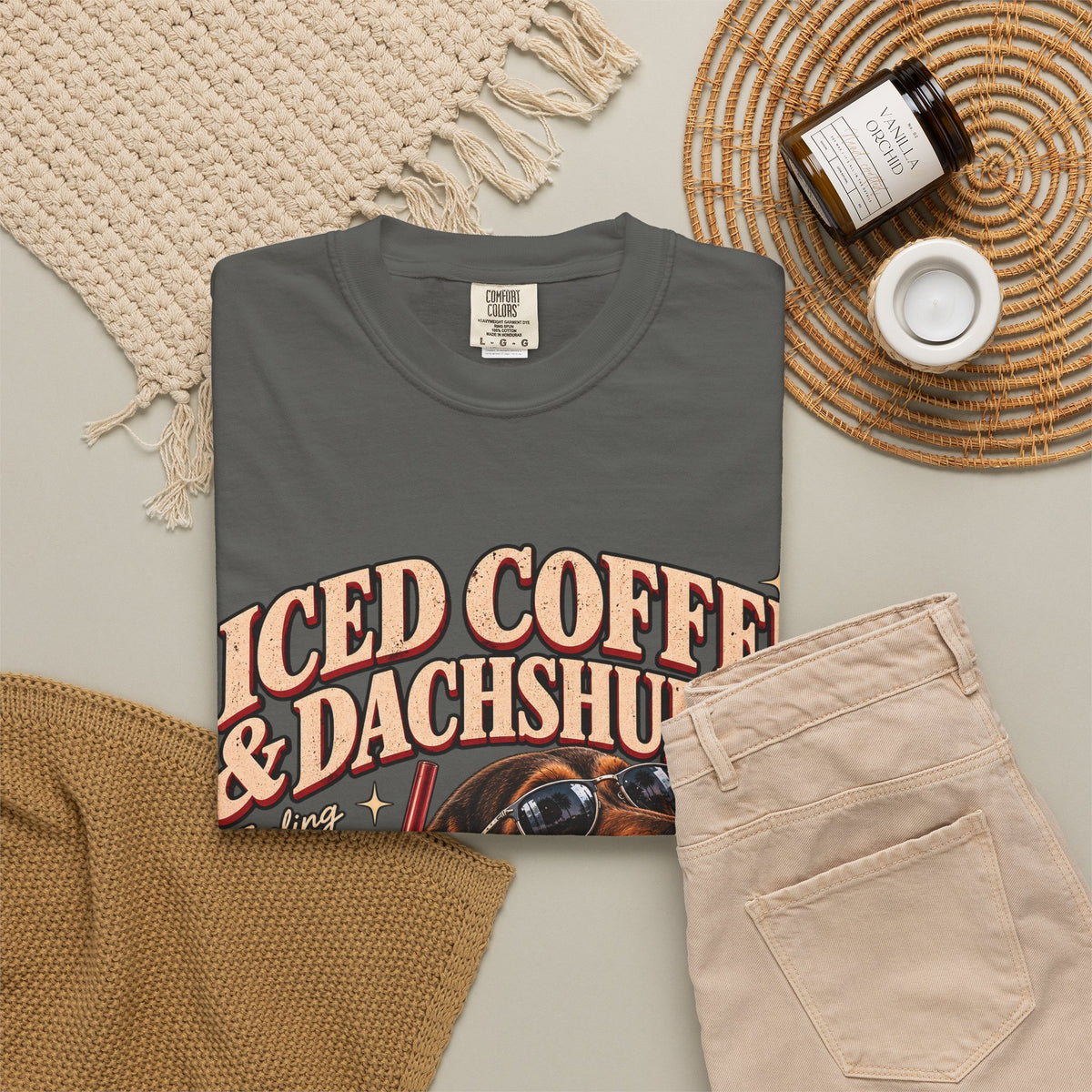 Iced Coffee & Dachshunds – Vintage Retro Graphic Tee