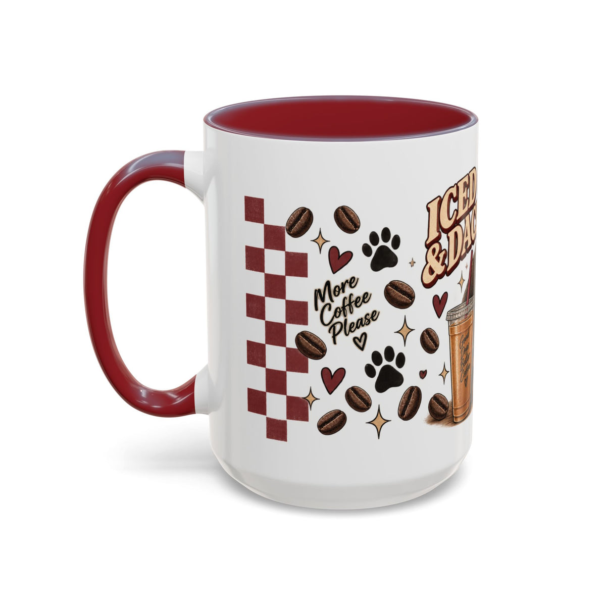 Iced Coffee & Dachshund Ceramic Mug - Full Wrap 🐾☕️