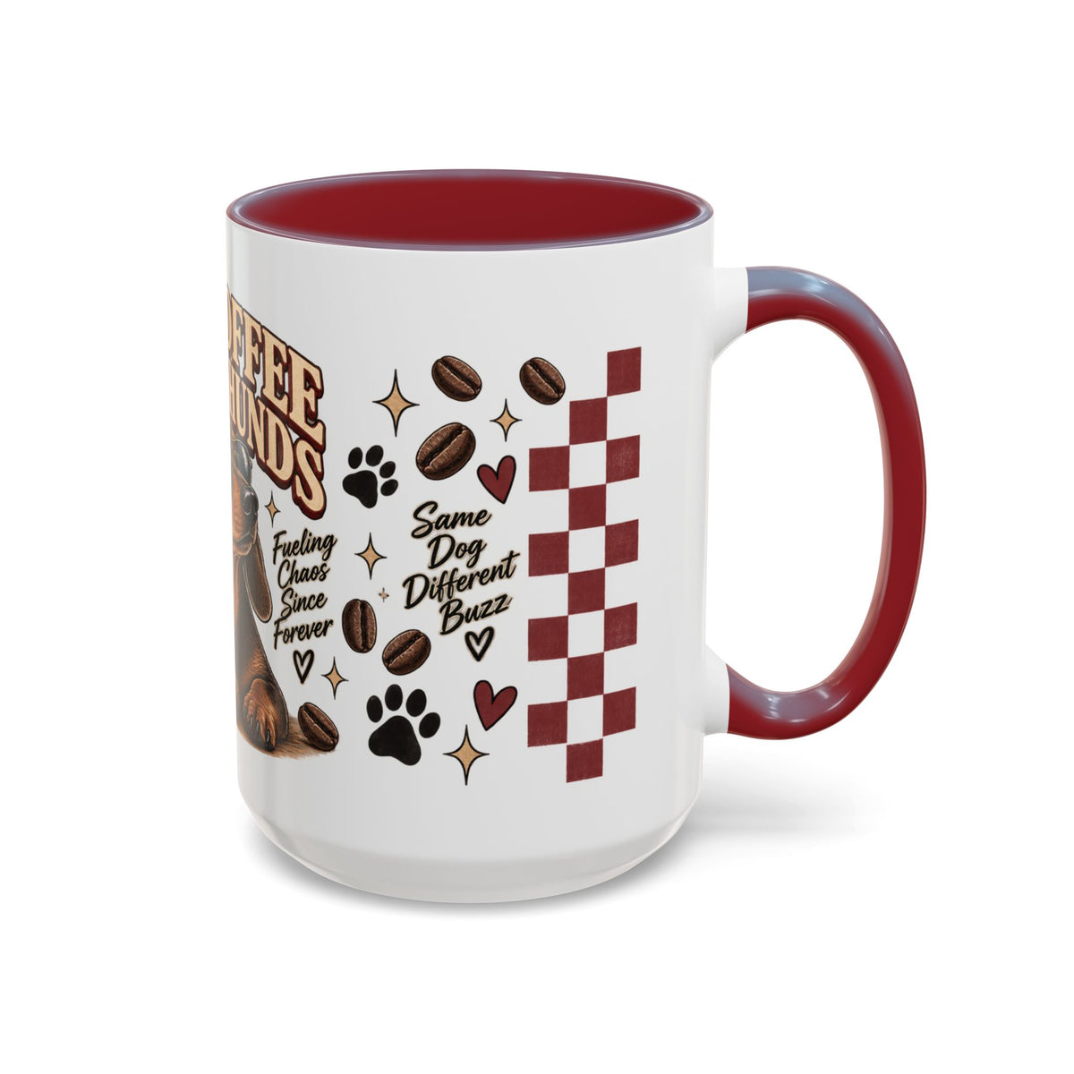 Iced Coffee & Dachshund Ceramic Mug - Full Wrap 🐾☕️