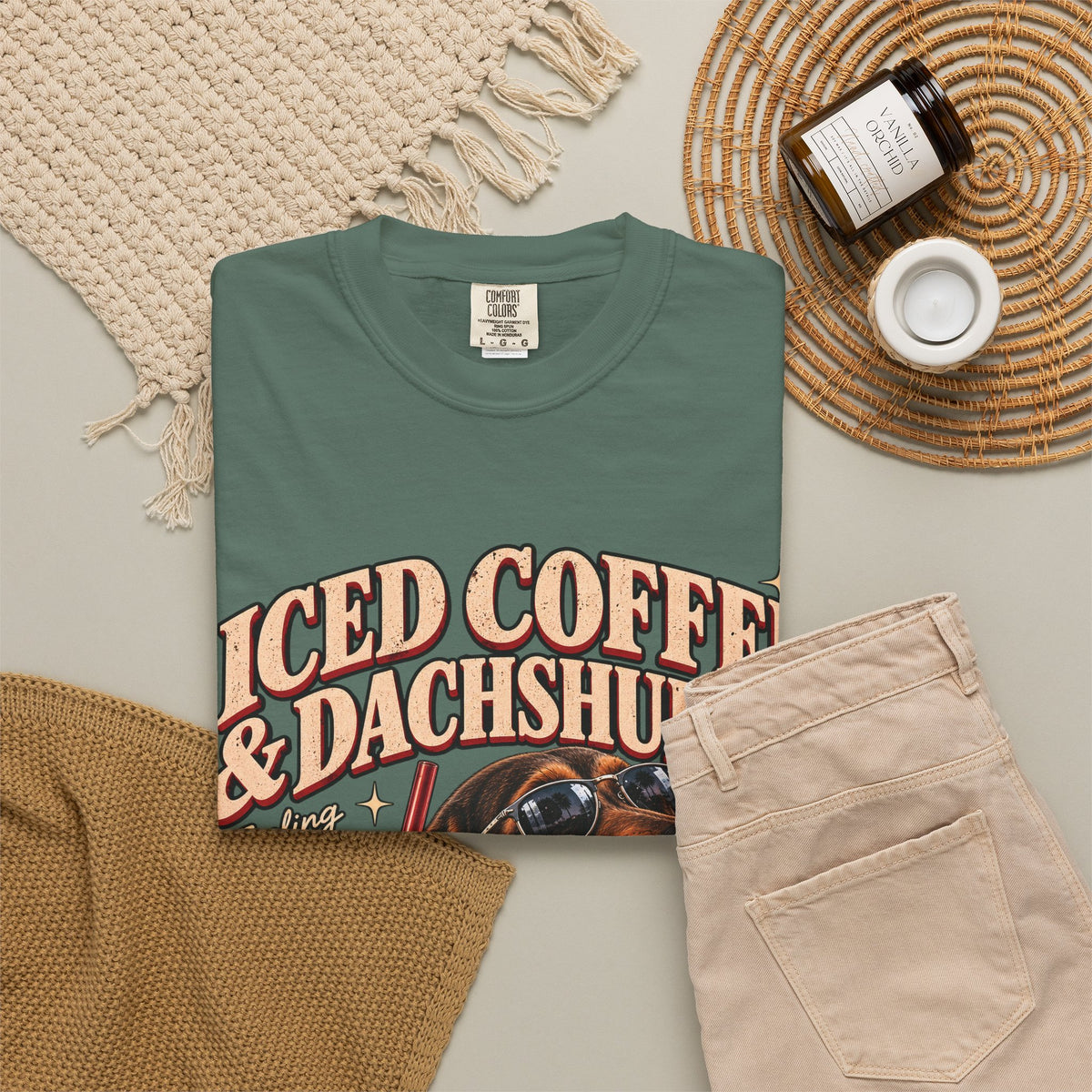 Iced Coffee & Dachshunds – Vintage Retro Graphic Tee