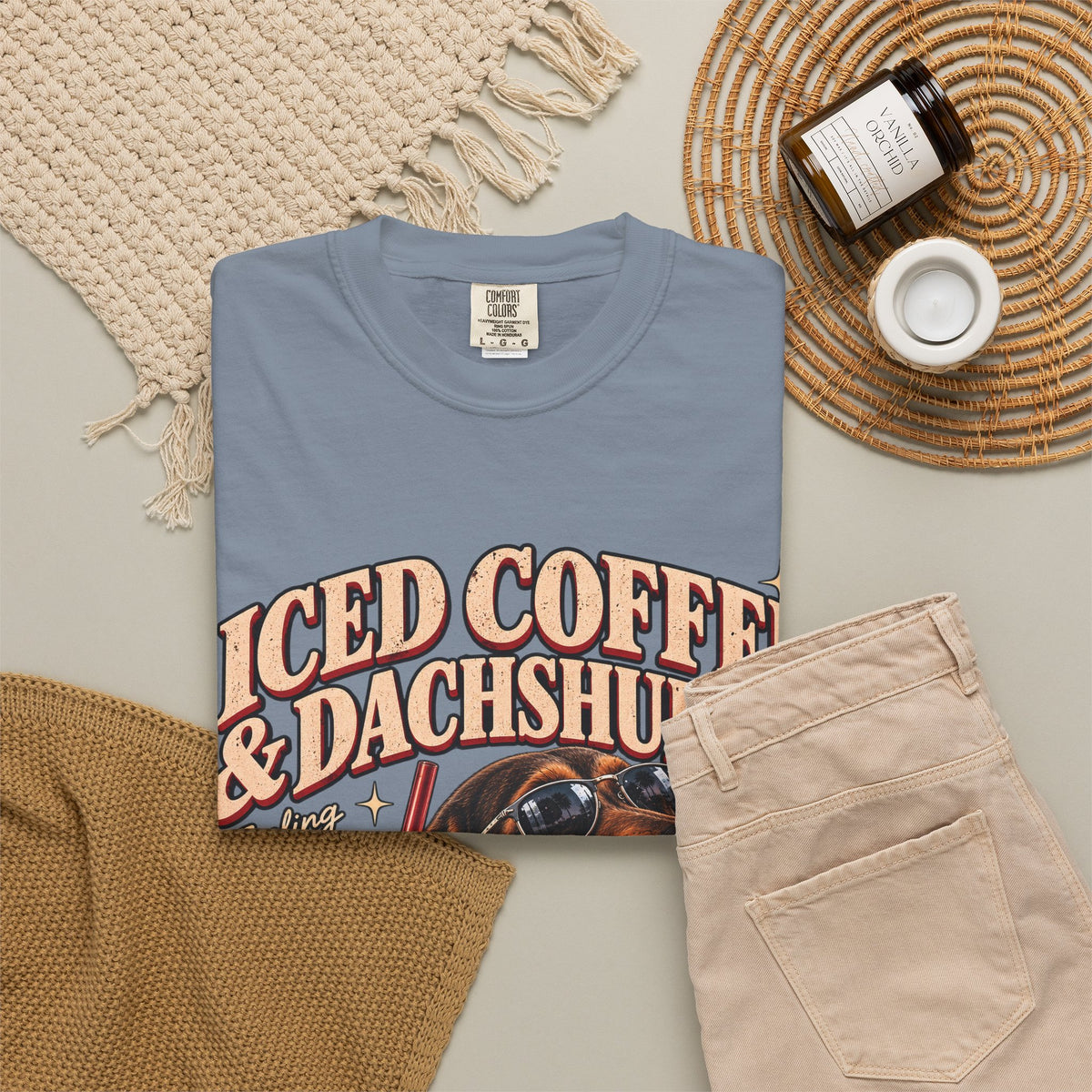 Iced Coffee & Dachshunds – Vintage Retro Graphic Tee