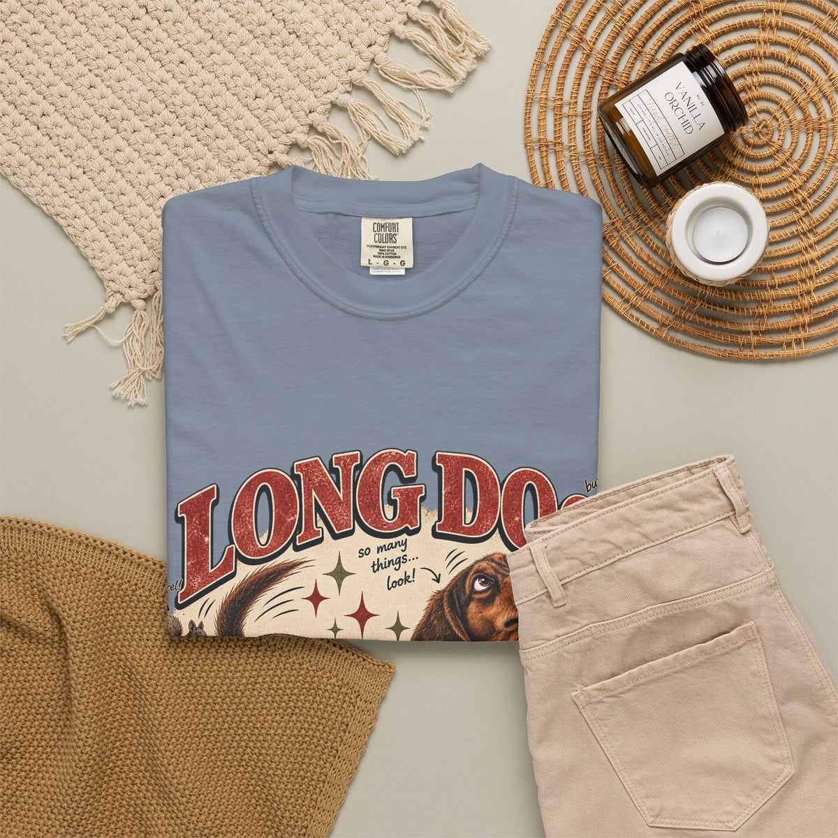 Long Dog, Short Attention Span Dachshund – Vintage Washed Graphic Tee