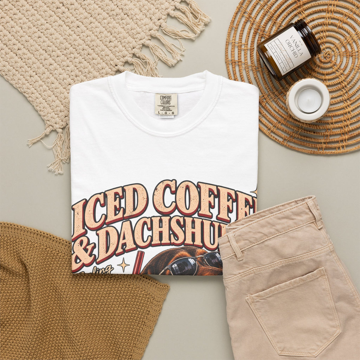 Iced Coffee & Dachshunds – Vintage Retro Graphic Tee