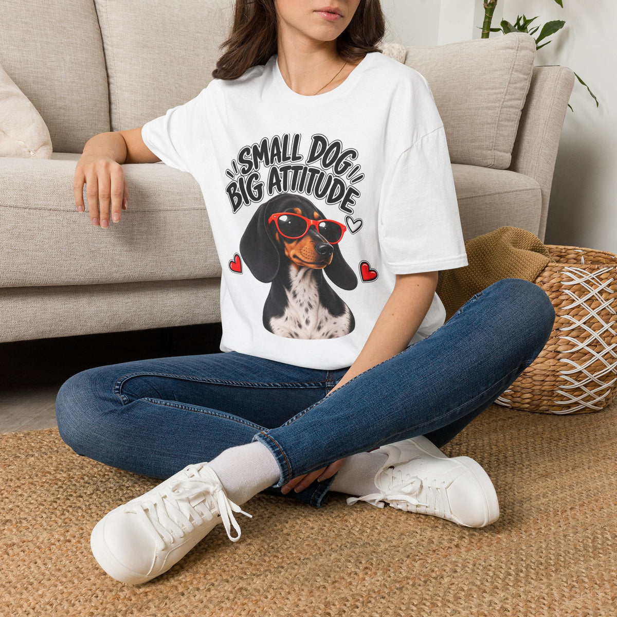 Dachshund Big Attitude T-Shirt — Piebald