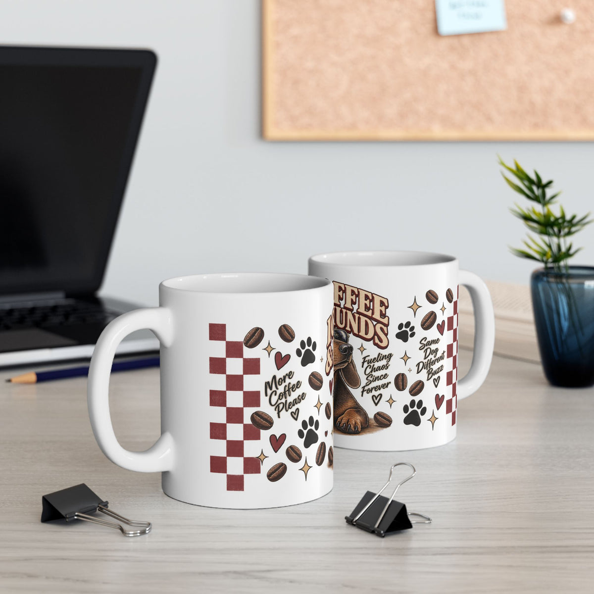 Iced Coffee & Dachshund Ceramic Mug - Full Wrap 🐾☕️
