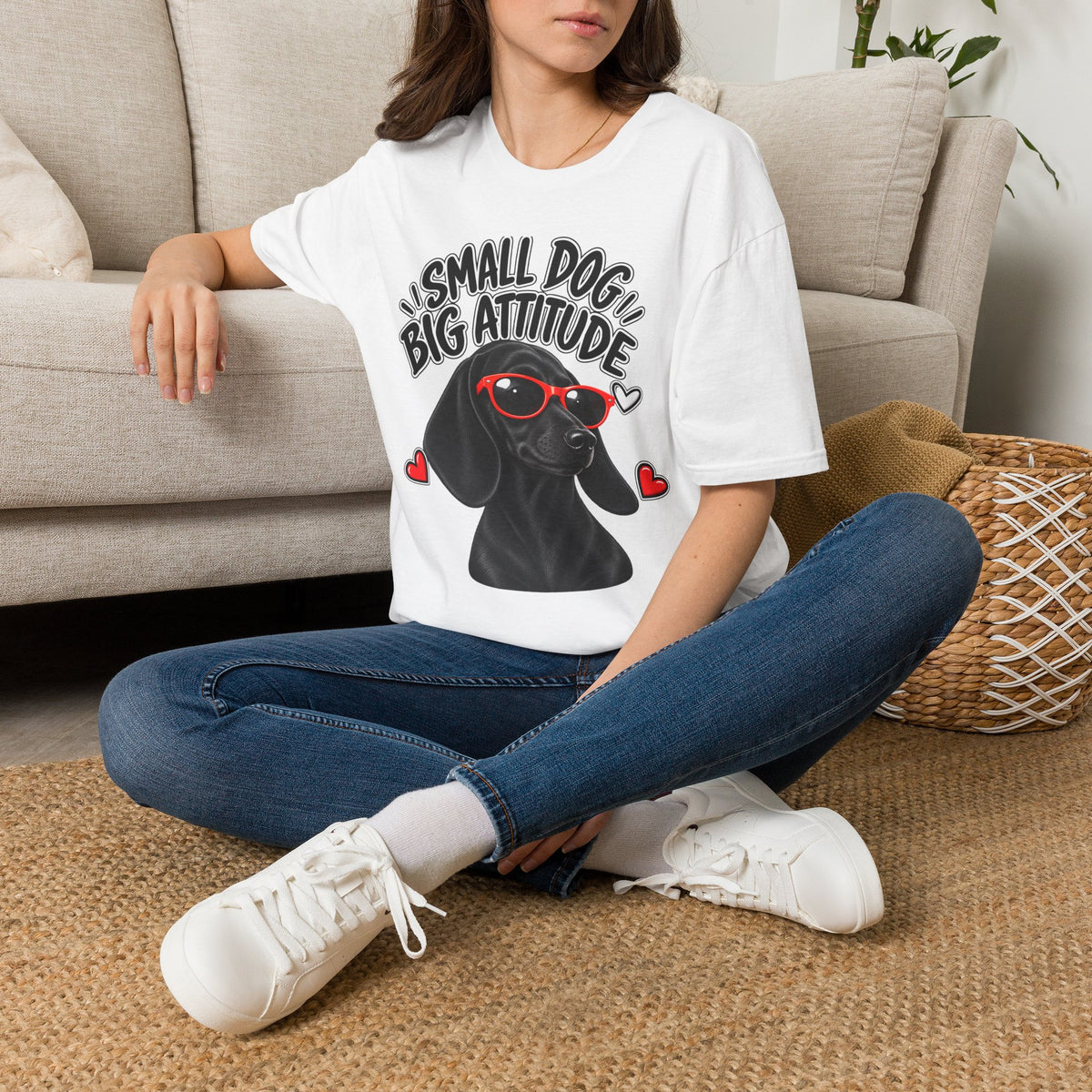 Dachshund Big Attitude T-Shirt — Black