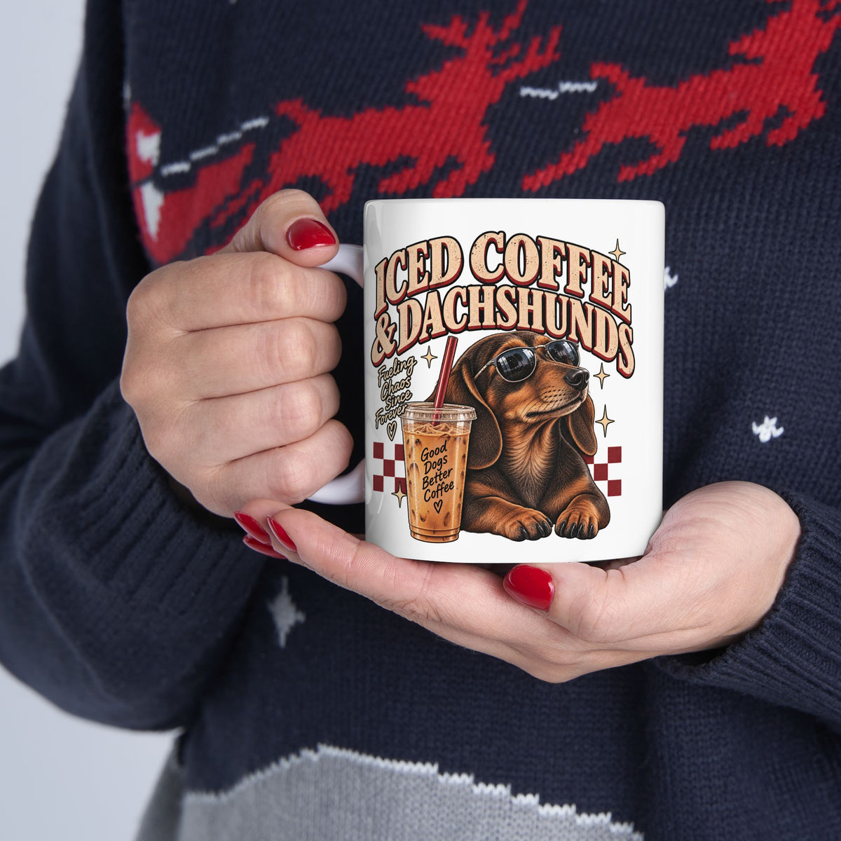 Iced Coffee & Dachshund Ceramic Mug - Classic 🐾☕️