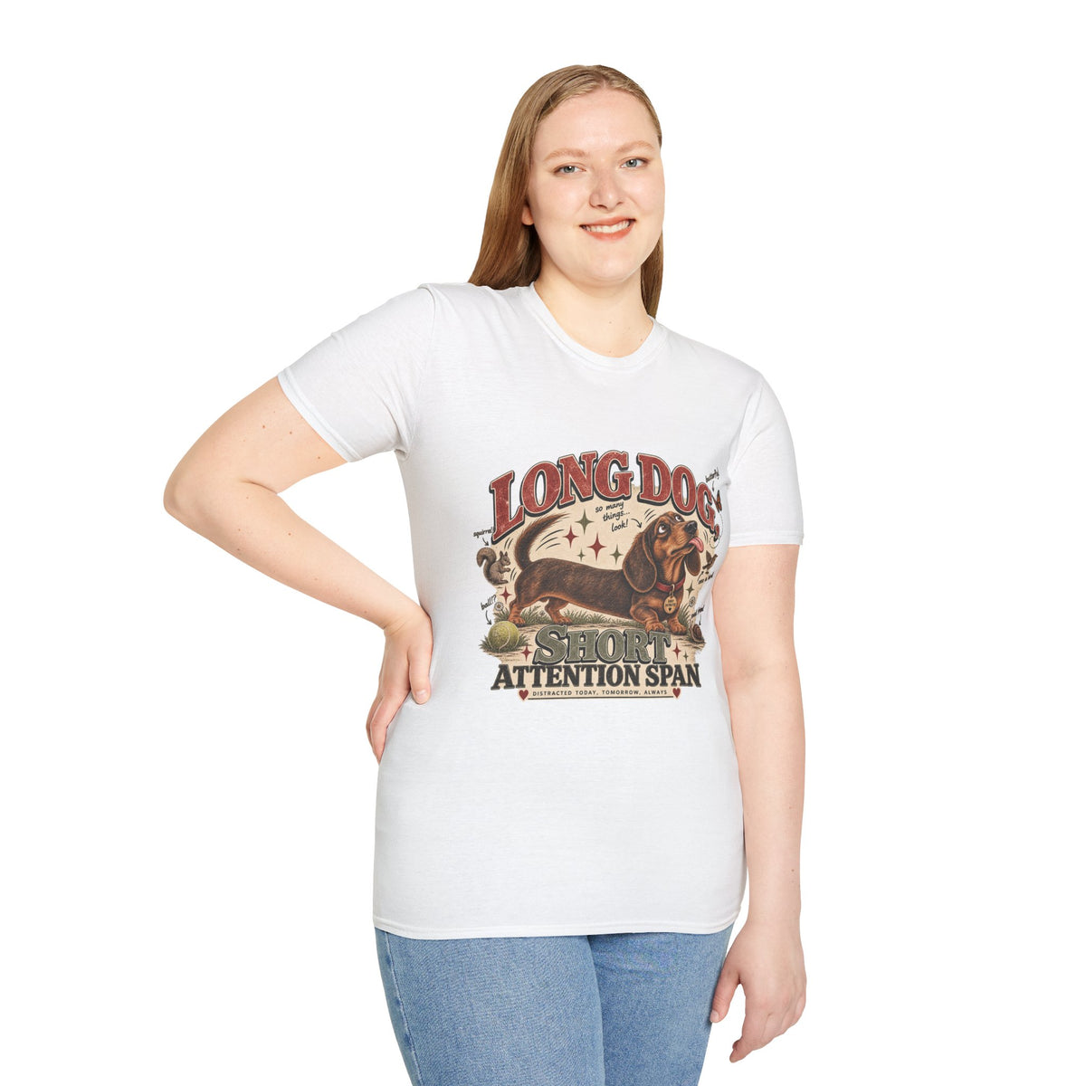 Long Dog, Short Attention Span Dachshund – Vintage Washed Graphic Tee