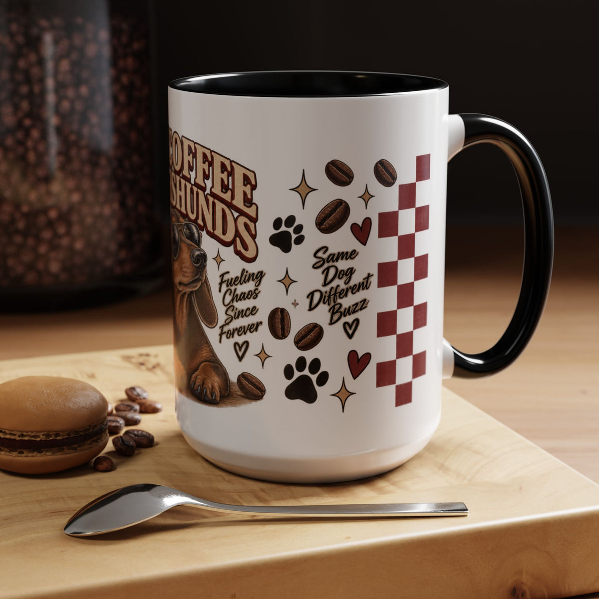 Iced Coffee & Dachshund Ceramic Mug - Full Wrap 🐾☕️