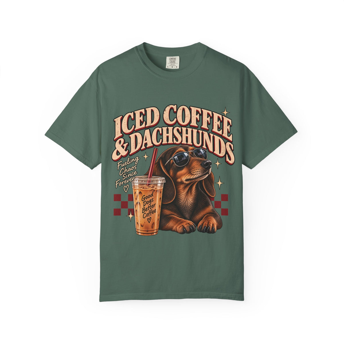 Iced Coffee & Dachshunds – Vintage Retro Graphic Tee
