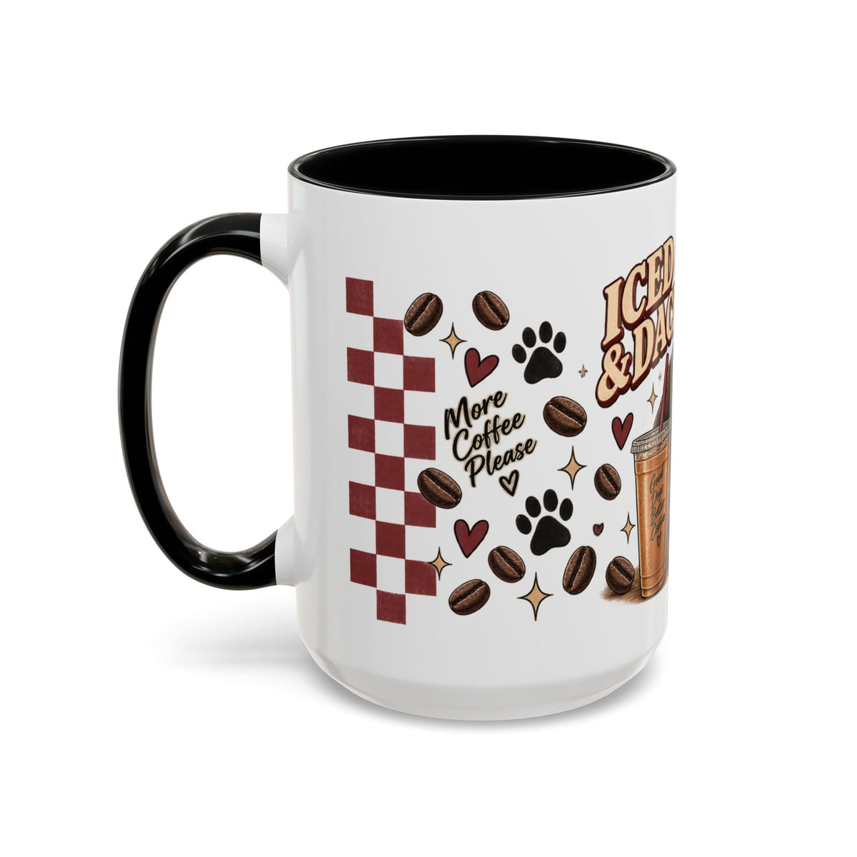 Iced Coffee & Dachshund Ceramic Mug - Full Wrap 🐾☕️