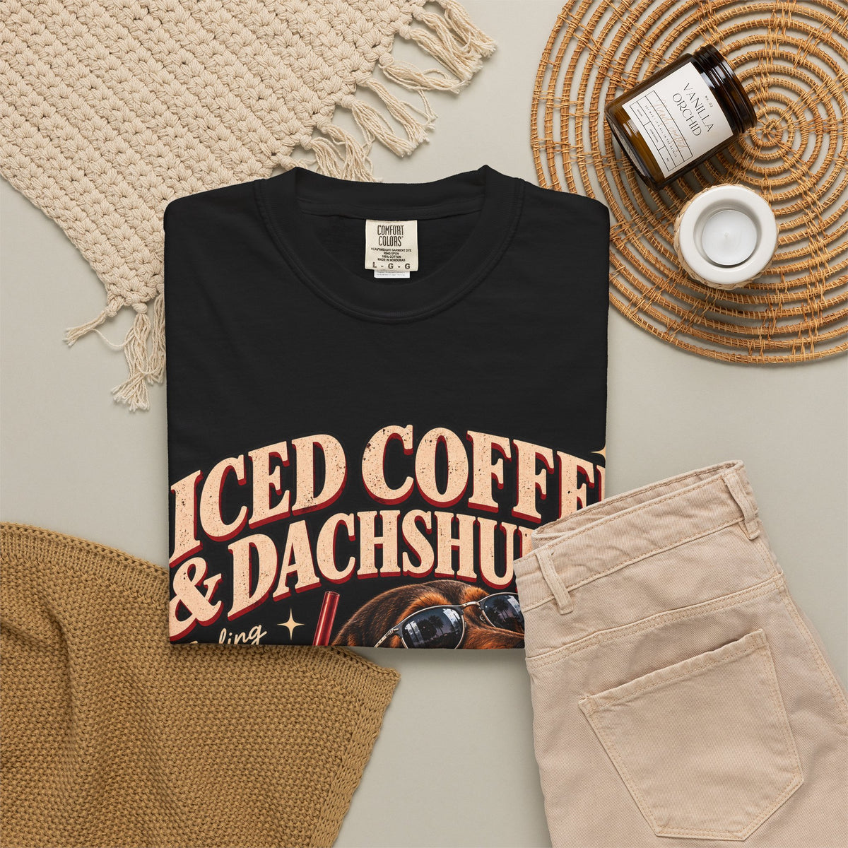 Iced Coffee & Dachshunds – Vintage Retro Graphic Tee